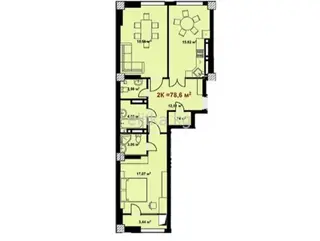 2 комнаты, 78 м², Кок-Жар ж/м Элитка, 10 этаж