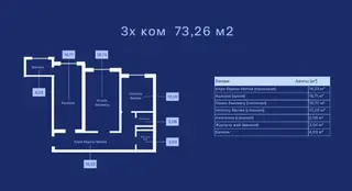 2 комнаты, 73 м², Пригородное с. Элитка, 4 этаж, ПСО (под самоотделку)