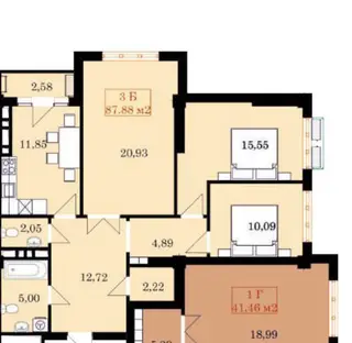 3 комнаты, 87 м², Нижний Джал (Джал-23) 4 этаж, ПСО (под самоотделку)