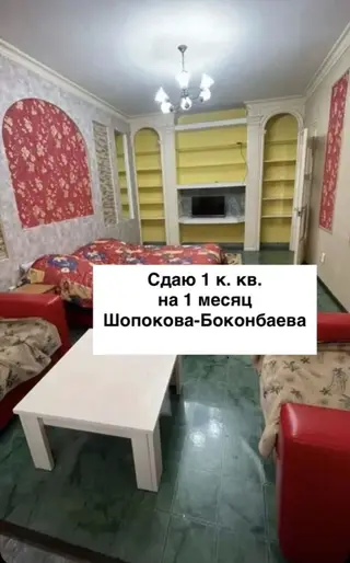 Сдаётся 1‑комнатная квартира на 1 месяц. Локация: Шопокова —