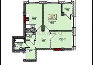 2 комнаты, 62 м², Восток-5 мкр Элитка, 3 этаж