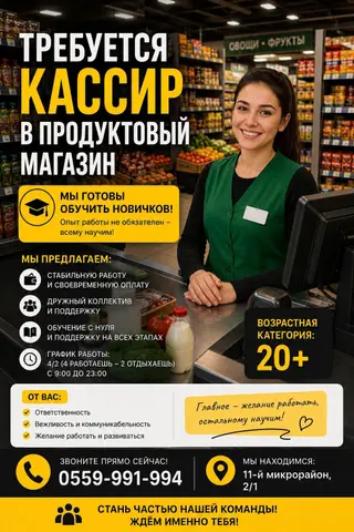 Кассир в продуктовый магазин (обучение с нуля)