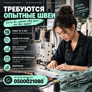 Швея, Постоянная, Прямострочка, Район: Тунгуч мкр, Юбки, Опыт работы: 3-5 лет опыта