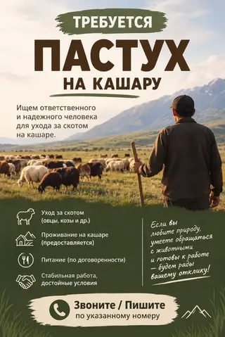 Требуется пастух на кошару