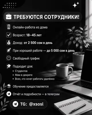 Онлайн-работа из дома. - Возраст: 18–45 лет - Доход: от 2 500 сом в