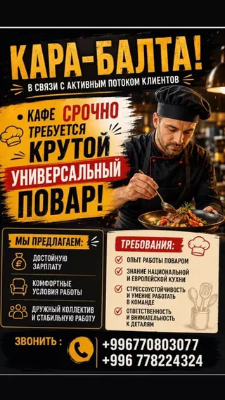 Требуется Повар : Универсал, Национальная кухня, Без опыта