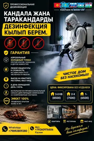 КАНДАЛА ЖАНА ТАРАКАНДАРДЫ ДЕЗИФЕКЦИЯ